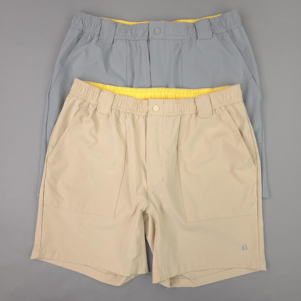 Bonobos Fielder Shorts Lot Of 2 Mens Medium Gray Tan 7 Inch Inseam Stretch Chino